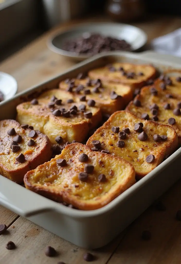 25 Different French Toast Recipes To Change Up Breakfast - 9. Chocolate Chip French Toast Casserole