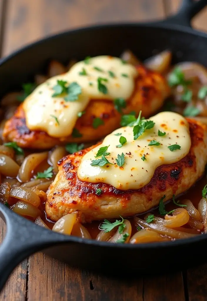 25 French Onion Baked Chicken Recipes For Family Dinners 2 25 French Onion Baked Chicken Recipes For Family Dinners - 2. Healthy French Onion Chicken Skillet