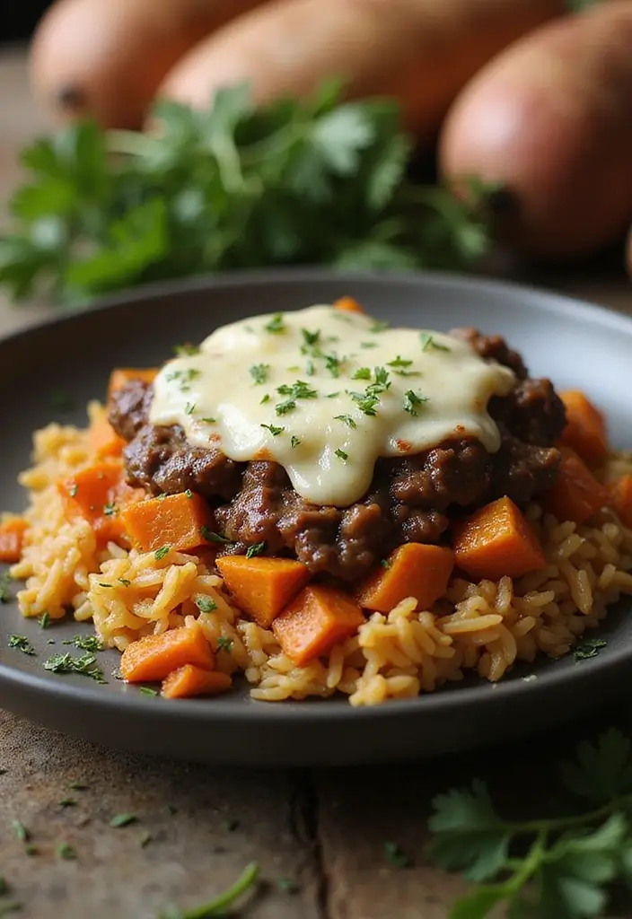 25 French Onion Beef And Rice Recipes Comfort Food Favorites 15 25 French Onion Beef And Rice Recipes Comfort Food Favorites - 15. French Onion Beef and Rice Bake with Sweet Potatoes