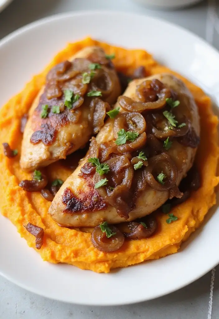 25 French Onion Chicken Recipes Juicy And Flavor Packed 24 25 French Onion Chicken Recipes Juicy And Flavor Packed - 24. French Onion Chicken and Sweet Potato Mash