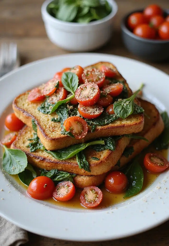 25 French Toast Recipes Easy And Delicious For Busy Days 11 25 French Toast Recipes Easy And Delicious For Busy Days - 11. Savory Spinach and Tomato French Toast