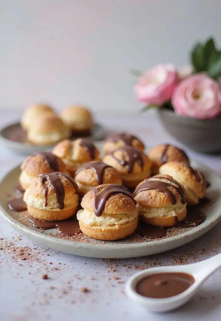 27 Elegant and Delicious French Tea Party Recipes 7 27 Elegant and Delicious French Tea Party Recipes - 7. Profiteroles with Chocolate Sauce