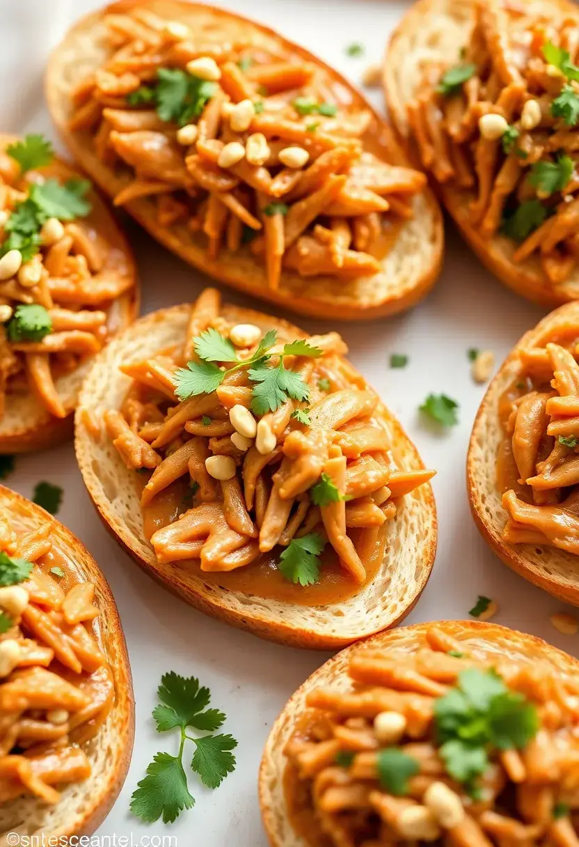 27 French Bread Toppings Recipes For Any Occasion 21 27 French Bread Toppings Recipes For Any Occasion - 21. Thai Peanut Sauce and Chicken Topping