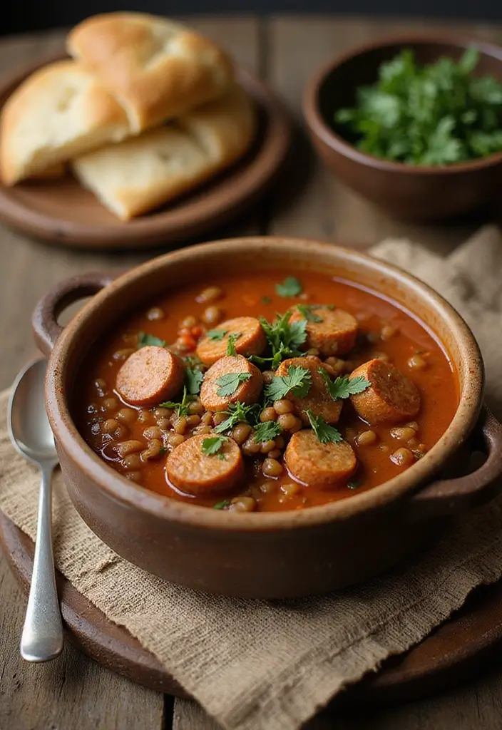 30 Cast Iron French Oven Recipes Rustic And Flavorful - 8. Spicy Sausage and Lentil Stew