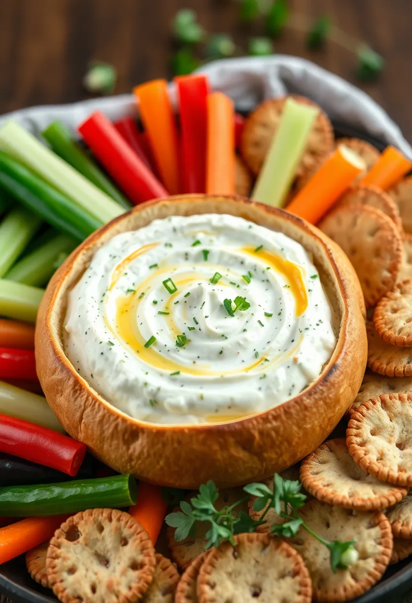 30 Cob Loaf Dip Recipes French Onion Style For Parties 30 30 Cob Loaf Dip Recipes French Onion Style For Parties - 30. Garlic Herb Cream Cheese Cob Dip