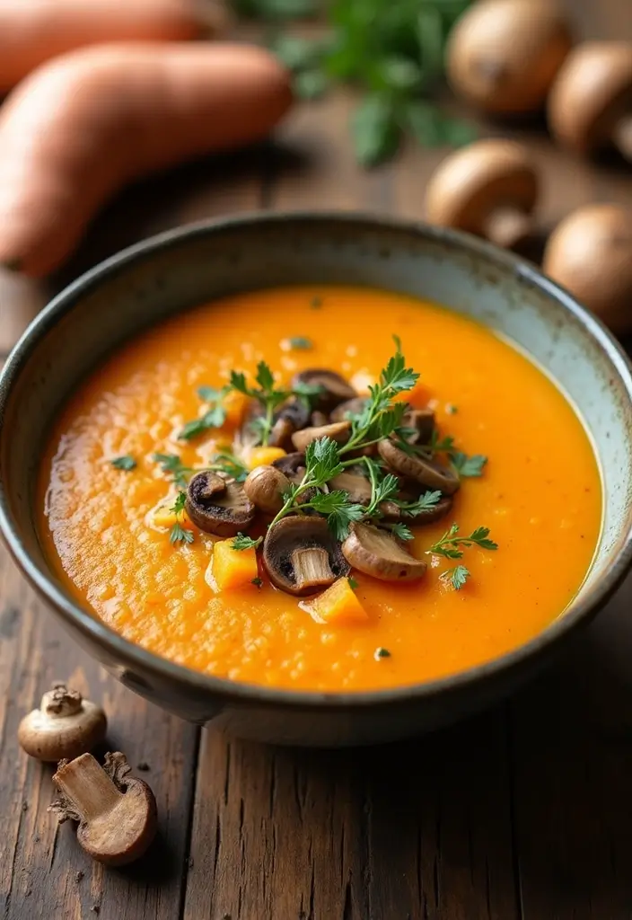 30 French Mushroom Soup Recipes Rich And Creamy 17. Sweet Potato and Mushroom Soup