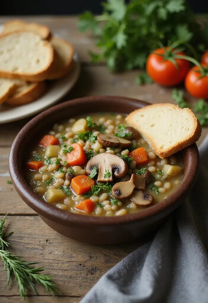 30 French Mushroom Soup Recipes Rich And Creamy 7. Rustic Mushroom Barley Soup