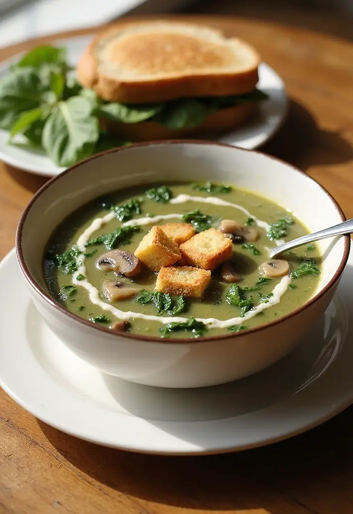 30 French Mushroom Soup Recipes Rich And Creamy 9. Creamy Spinach and Mushroom Soup