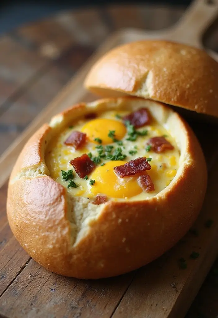 30 Recipes With French Bread That Never Fail 10 30 Recipes With French Bread That Never Fail - 10. Baked Egg and Cheese French Bread Bowls