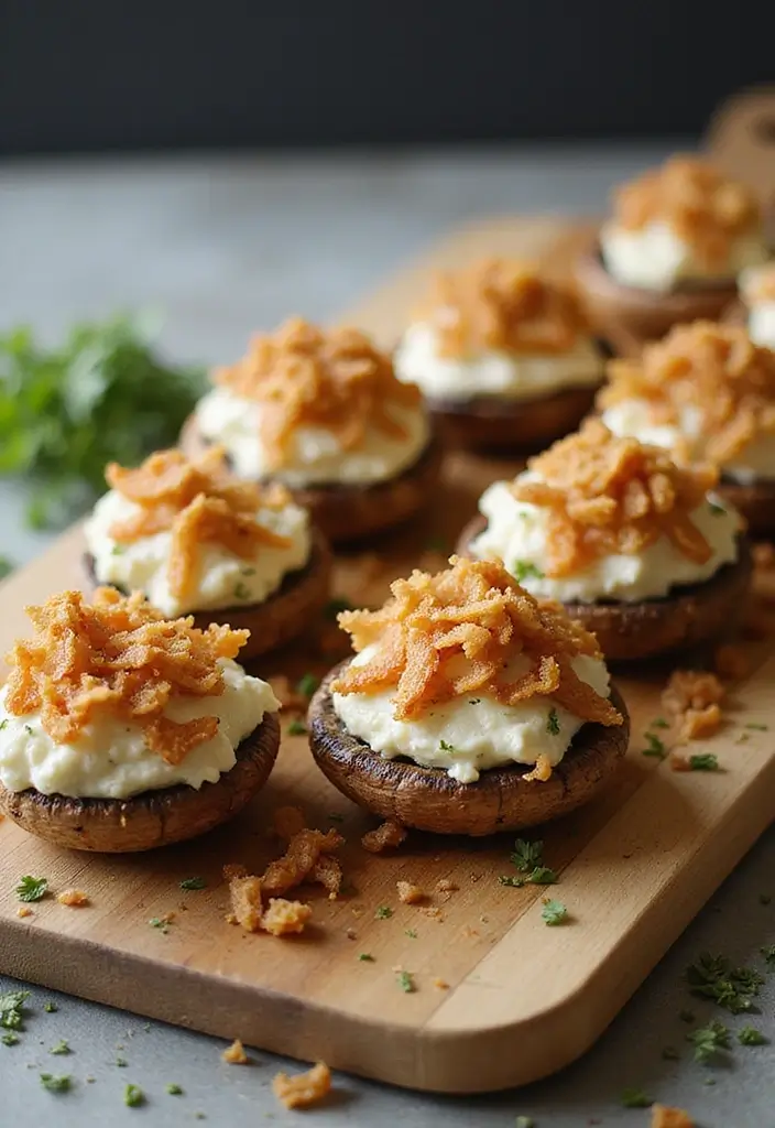 30 Recipes With French Fried Onions: Crispy And Delicious 6 30 Recipes With French Fried Onions: Crispy And Delicious - 6. Onion and Cheese Stuffed Mushrooms