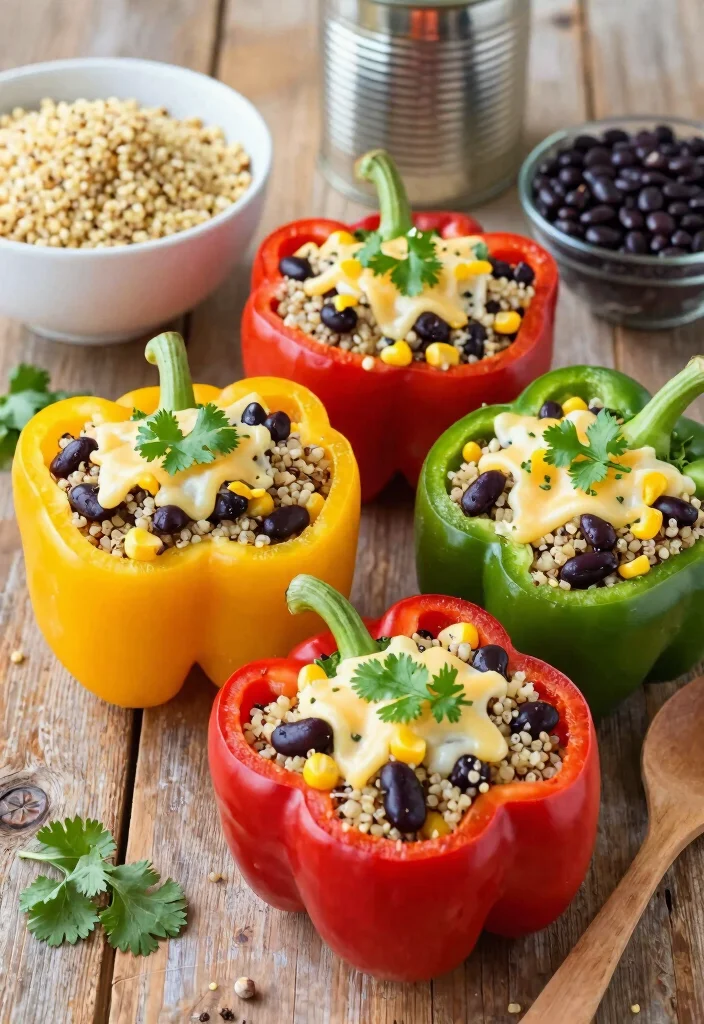 10 Dinner Video Recipes for Easy Step by Step Cooking - 2. Quinoa & Black Bean Stuffed Peppers 1