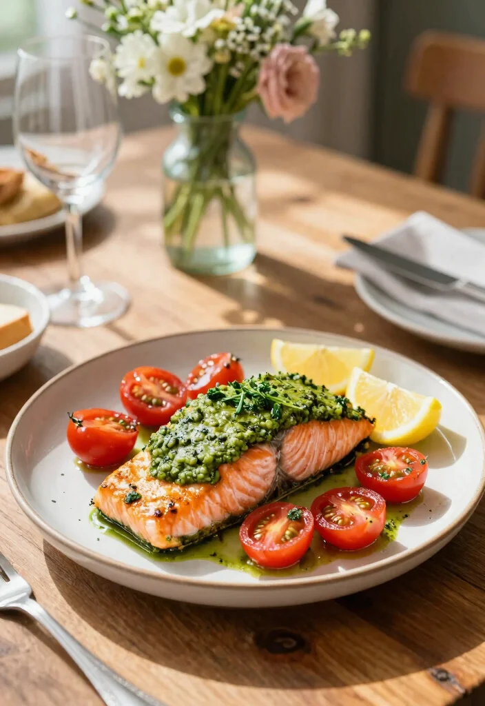 10 Dinner Video Recipes for Easy Step by Step Cooking - 5. Baked Pesto Salmon 1