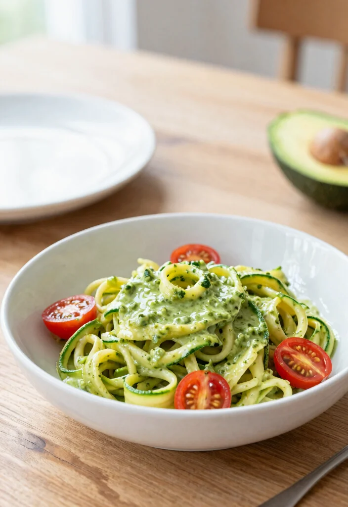 10 Healthy Gourmet Recipes for Elevated Clean Eating - 2. Creamy Avocado Zucchini Pasta 1