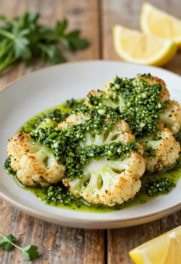 10 Healthy Gourmet Recipes for Elevated Clean Eating - 6. Baked Cauliflower Steaks with Chimichurri Sauce 1