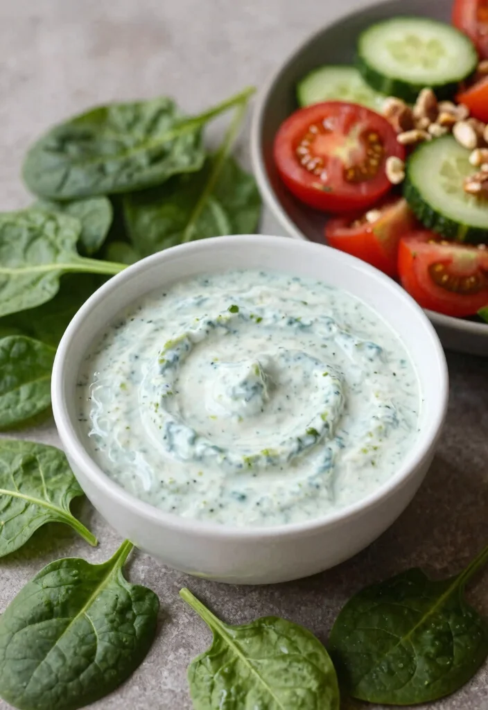 10 Healthy Greek Yogurt Dressing Recipes for Clean Eating - 9. Creamy Spinach Yogurt Dressing 1