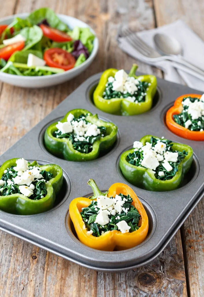 10 Muffin Tin Dinner Recipes for Easy Portion Control - 8. Spinach and Feta Stuffed Peppers 1