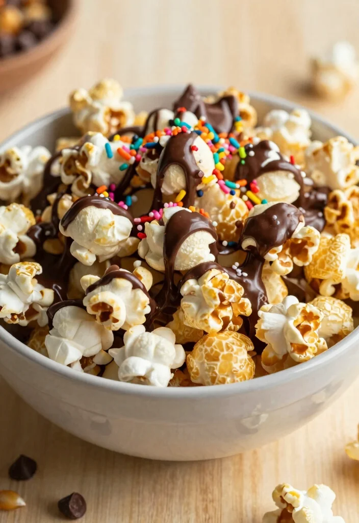 10 Popcorn Dessert Recipes for Sweet and Crunchy Snacks - 1. Chocolate Drizzled Popcorn 1