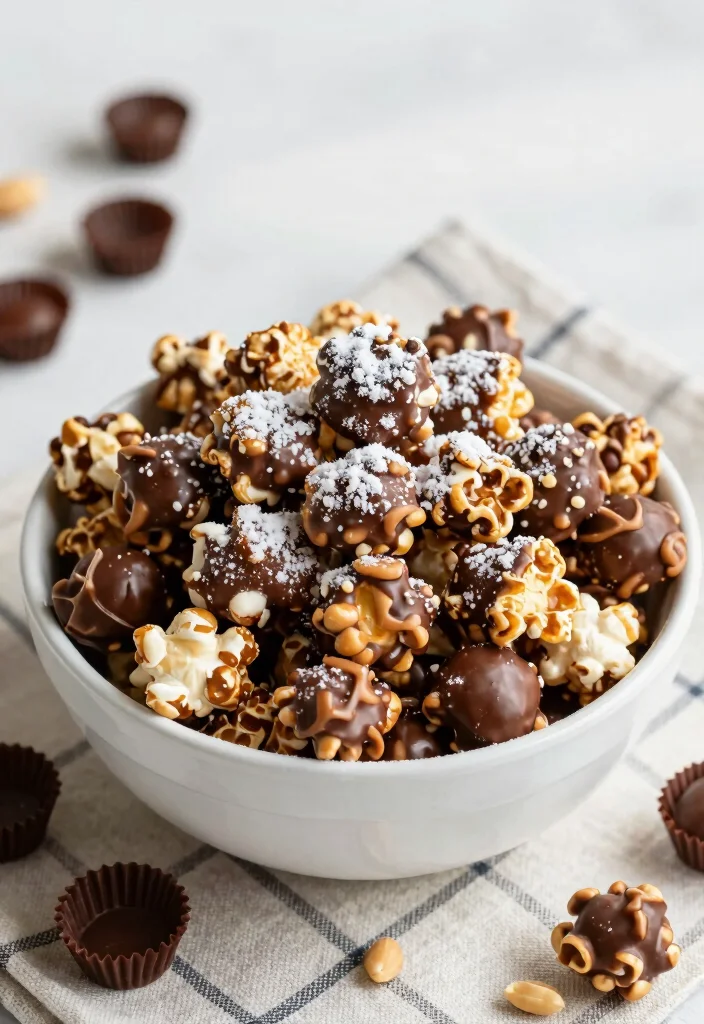 10 Popcorn Dessert Recipes for Sweet and Crunchy Snacks - 3. Peanut Butter Cup Popcorn 1
