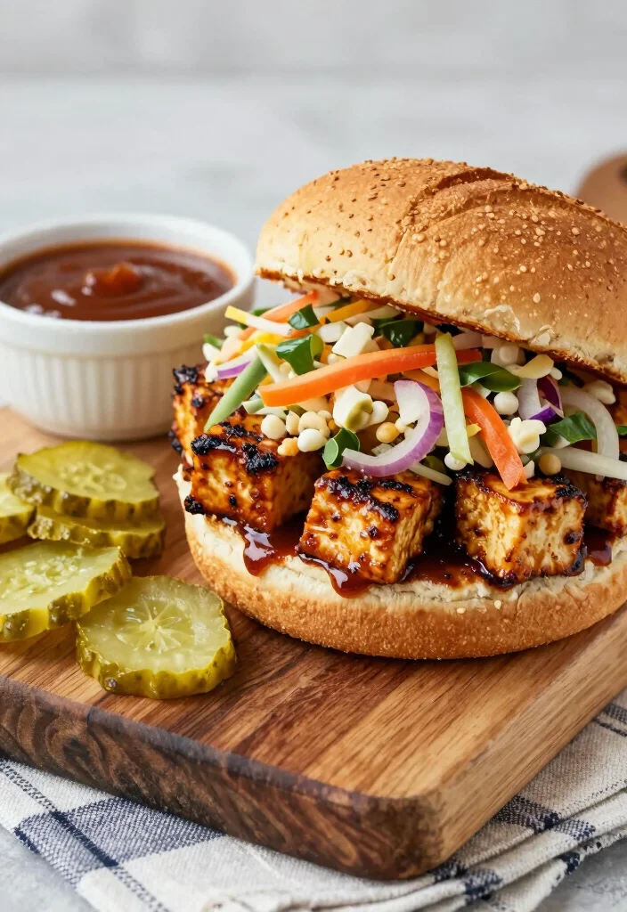10 Vegan Tofu Sandwich Recipes for Protein Packed Lunches - 3. BBQ Tofu Sandwich with Slaw 1