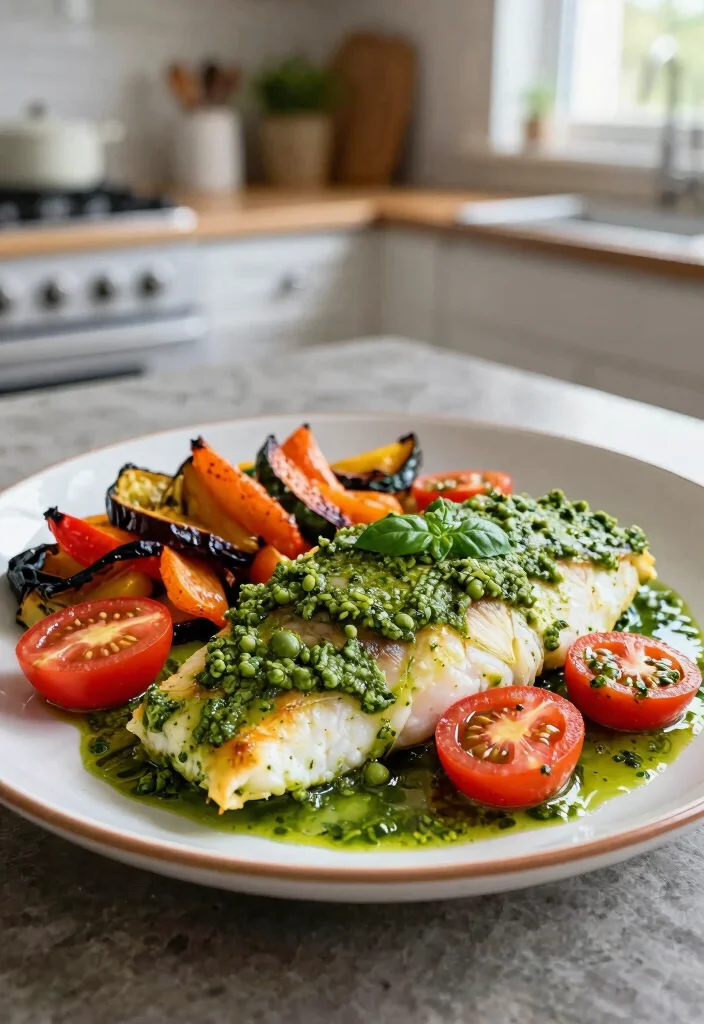 12 Healthy Baked Tilapia Recipes for Light Protein Meals - 6. Pesto Baked Tilapia 1