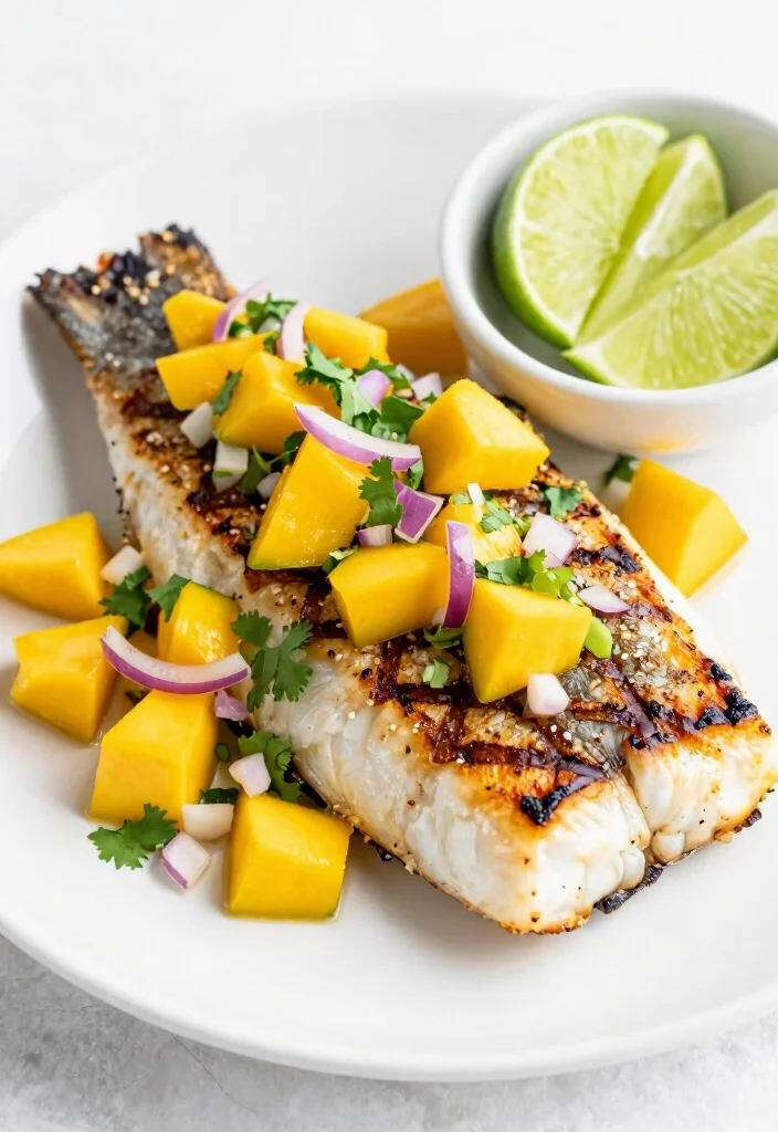 12 Healthy Clean Eating Fish Recipes for Simple Meals - 6. Grilled Mahi Mahi with Mango Salsa 1