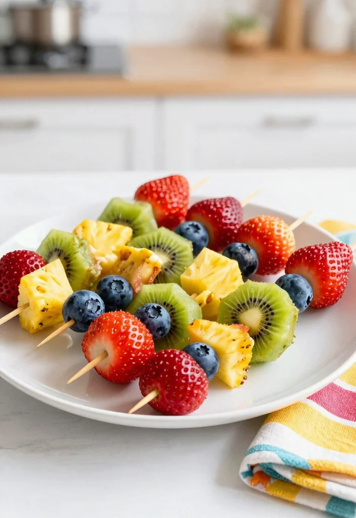 12 Healthy Snack Recipes for Kids That They Will Love - 1. Rainbow Fruit Kabobs 1