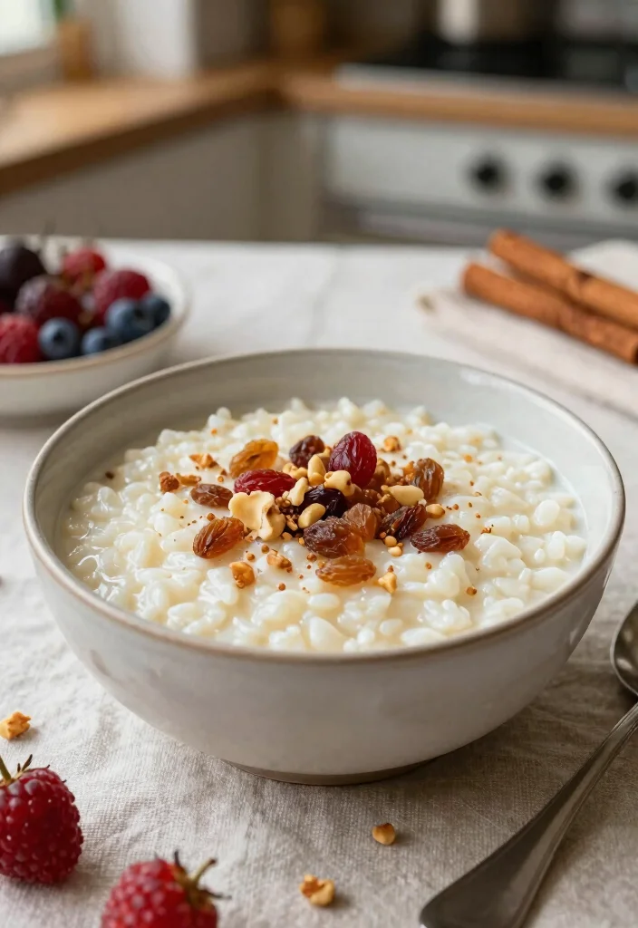 12 Healthy White Rice Recipes for Balanced Everyday Meals - 11. Rice Pudding with Cinnamon and Raisins 1
