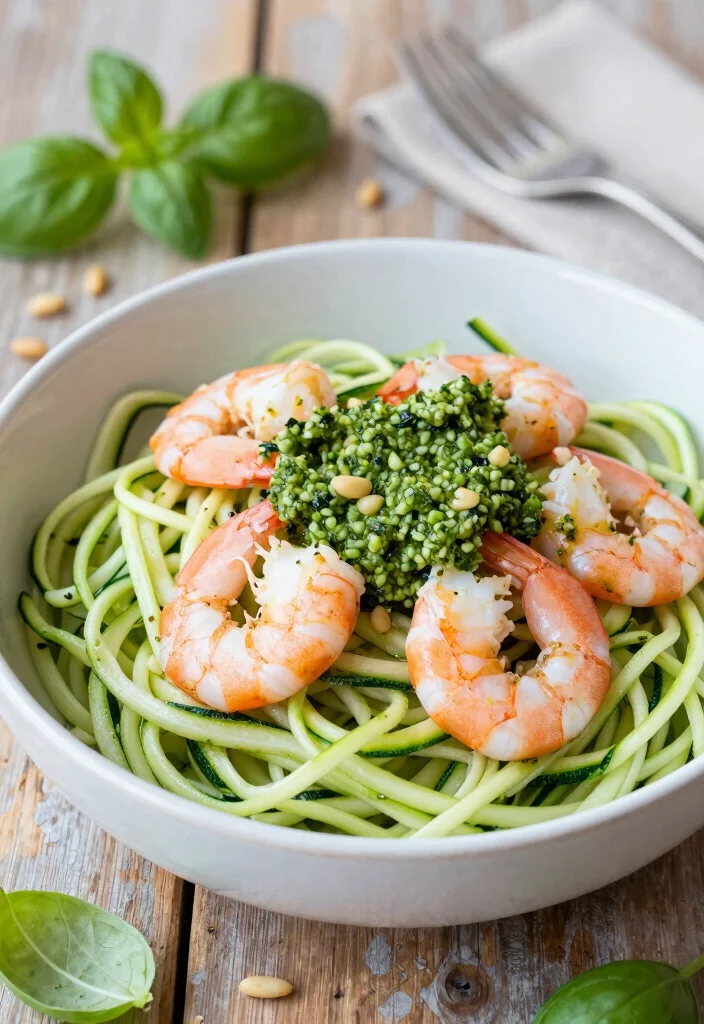 12 Keto Dairy Free Dinner Recipes for Clean Low Carb Meals - 1. Zucchini Noodles with Pesto and Shrimp 1
