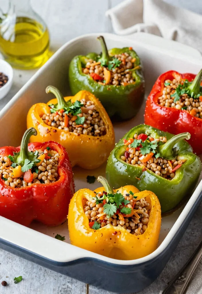 12 Mediterranean Dinner Recipes for Fresh Healthy Meals - 6. Stuffed Peppers with Farro and Vegetables 1