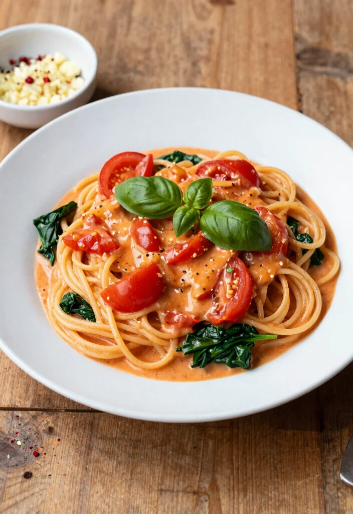 12 Noom Dinner Recipes for Balanced Weight Friendly Eating - 2. Creamy Tomato Basil Pasta 1