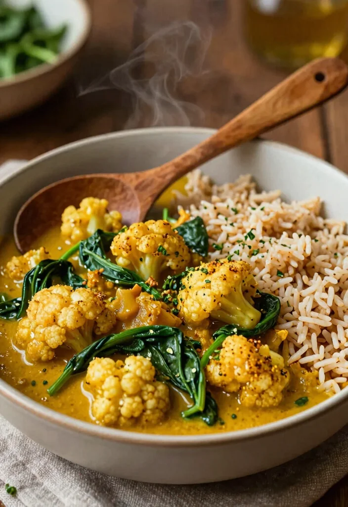 12 Noom Dinner Recipes for Balanced Weight Friendly Eating - 9. Cauliflower and Spinach Curry 1