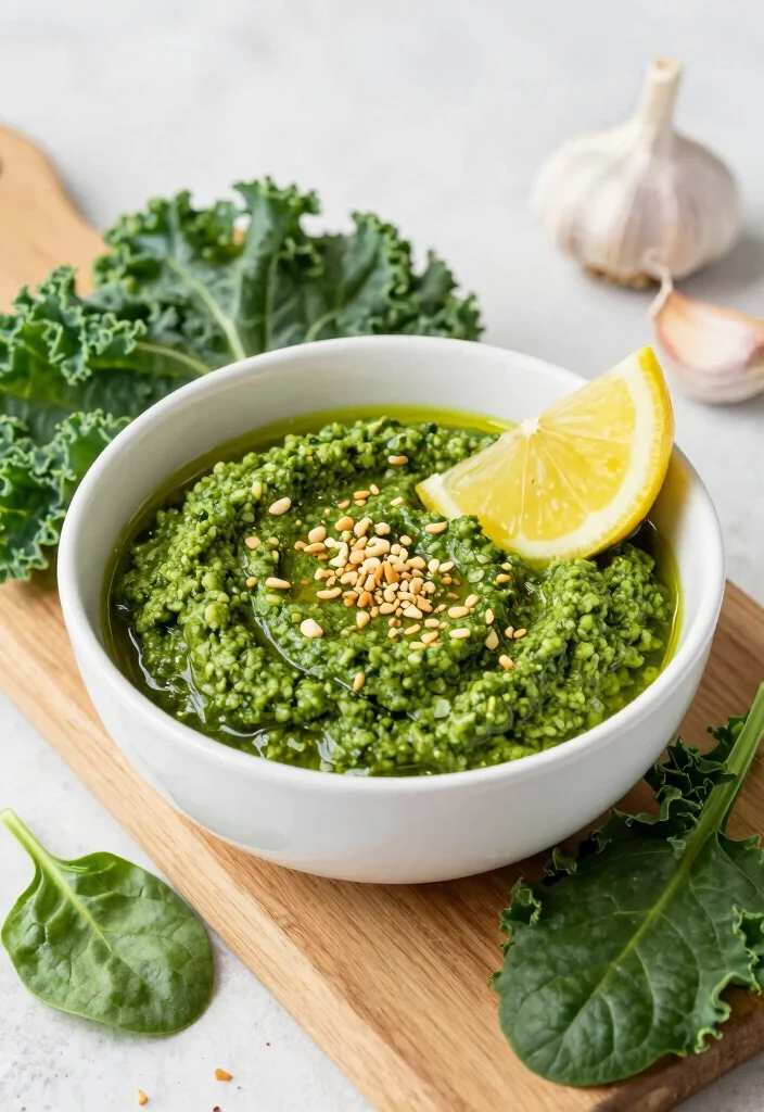 12 Vegan Pesto Recipes for Fresh Plant Based Meals - 2. Kale and Spinach Pesto 1